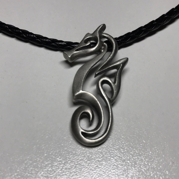 BIG BLUE Pewter Seahorse Pendant Leather Necklace - Picture 3 of 5